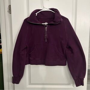 Lululemon Scuba Oversized Cropped Half Zip Hoodie Deep Plum Burgundy